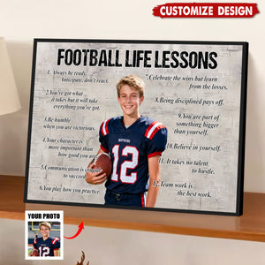 Personalized Upload Photo Football Life Lessons Poster - Gift For Football Lovers