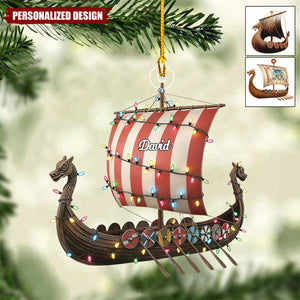 Personalized Viking Ship Christmas Ornament Gift for Men