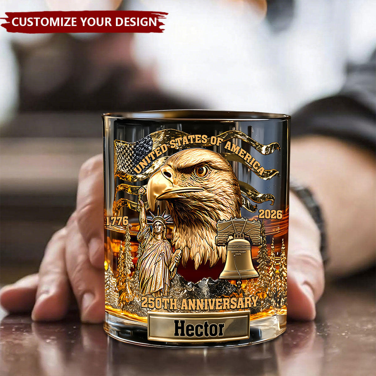 Eagle & Liberty - Personalized Bald Eagle Whiskey Glass