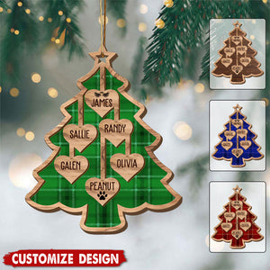 Personalized Wooden Family Tree Christmas Ornament - Gift For Family