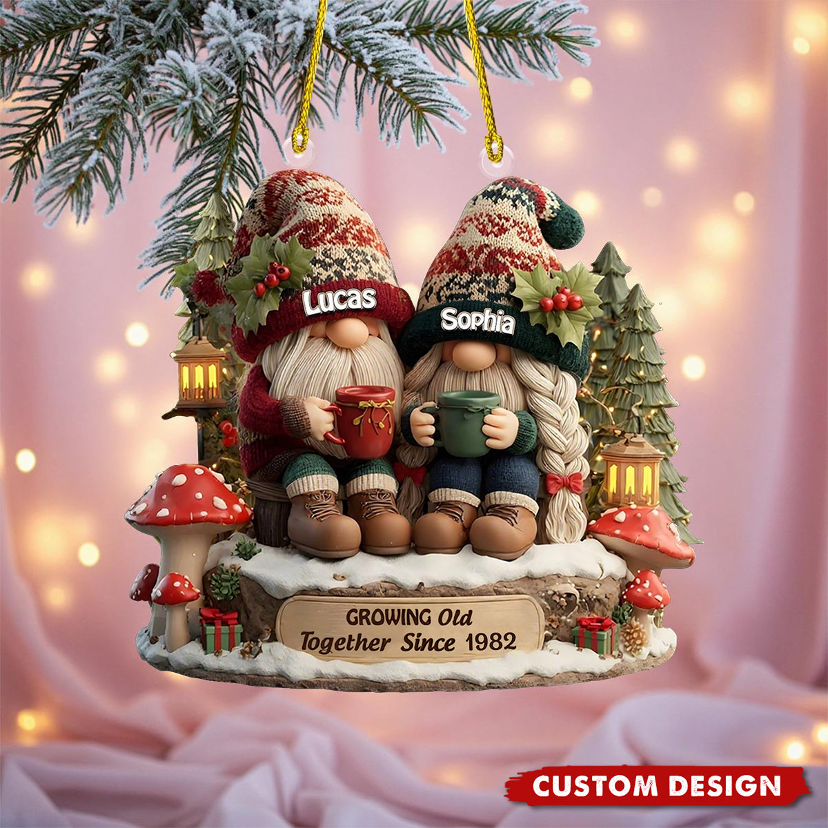 Personalized Growing Old Together Couple Christmas Ornament, Custom Couple Decor, Anniversary for Husband Wife