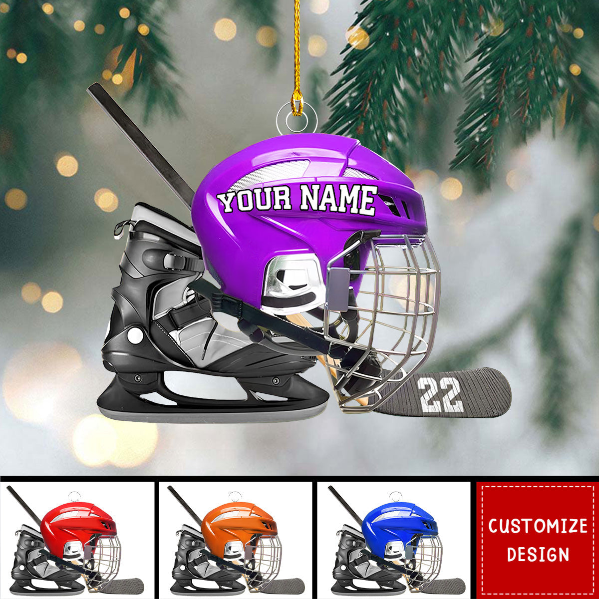 Personalized Hockey Helmet Christmas Ornament Gift For Hockey Lovers-New Release