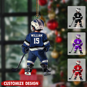 Personalized Kid Hockey Acrylic Ornament - Gift For Hockey Lovers