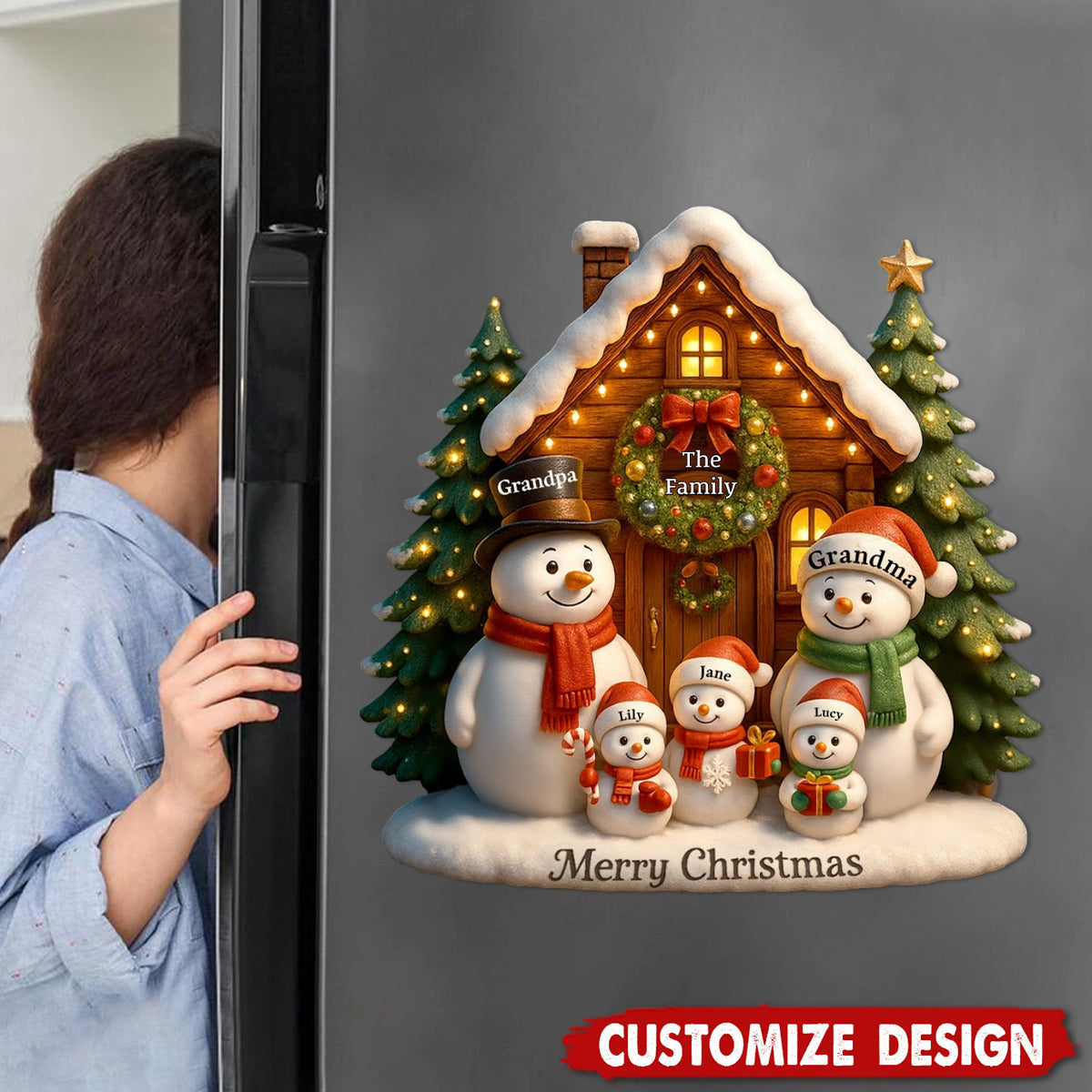 Personalized Christmas Snowman Family Decal