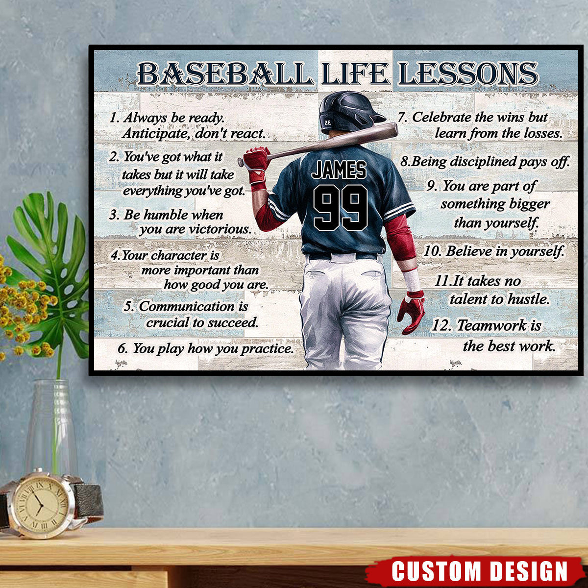 Personalized Baseball Life Lessons Poster-Gift For Baseball Lover