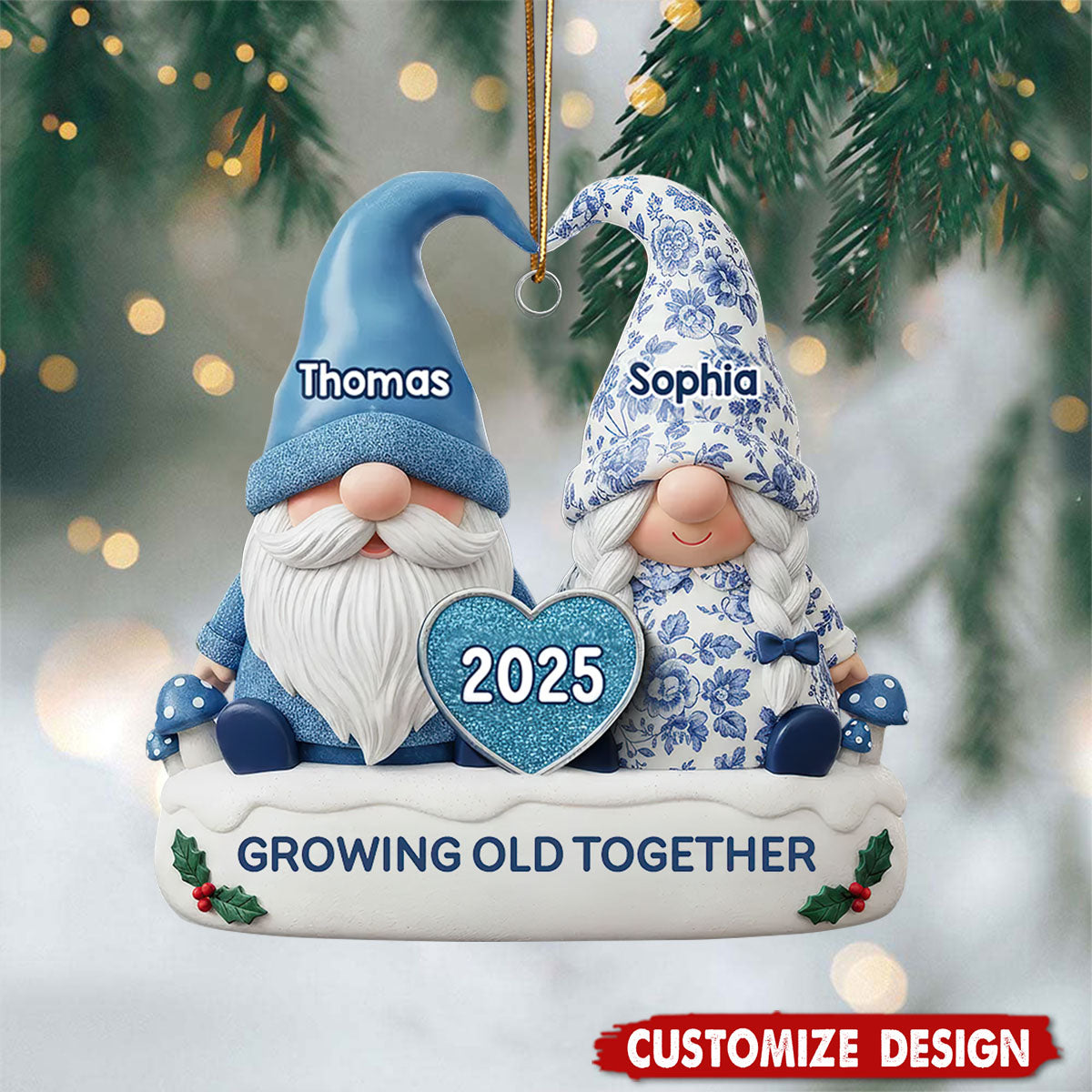 Personalized Old Couple Christmas Ornament