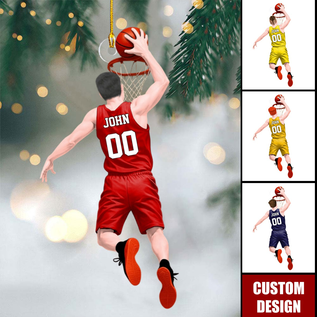 Basketball Jumping Dunking Personalized Ornament - Gift For Basketball Lovers