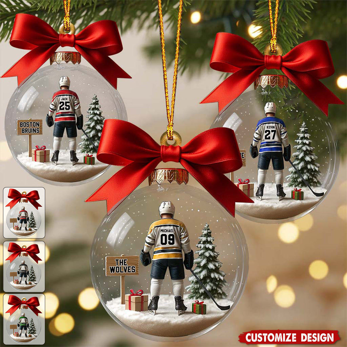 Hockey Team - Personalized Hockey Transparent Ornament