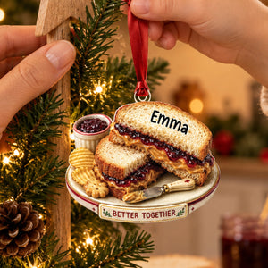 Personalized Peanut Butter Jelly Christmas Ornament, PBJ Lover Gift