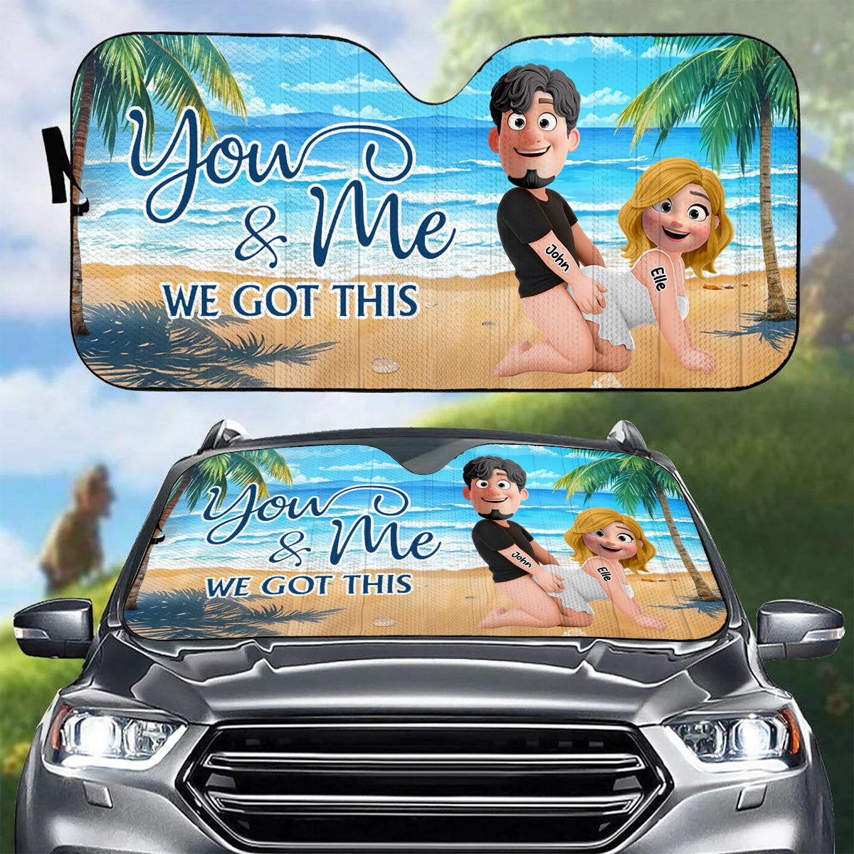 You And Me - Personalized Naughty Couple Car Sunshade