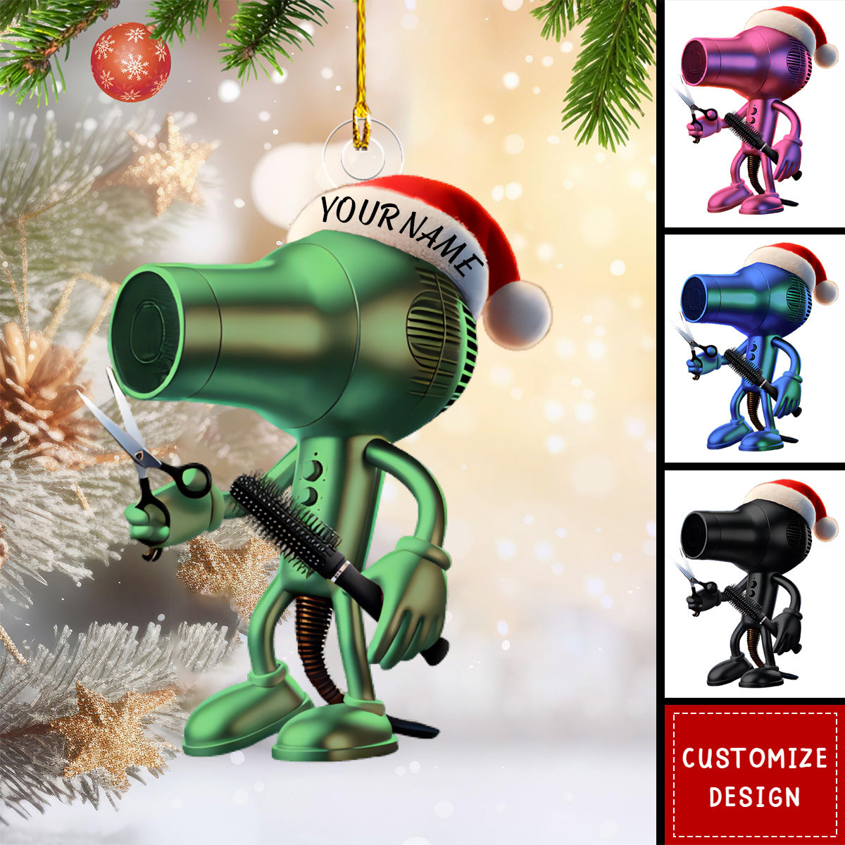 Personalized Hair Dryer Christmas Ornament-2024 New Release