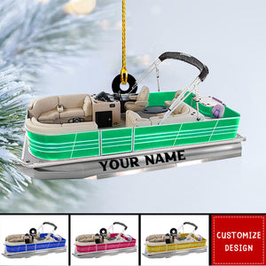 Personalized Pontoon Boat Acrylic Christmas Ornament - New Release