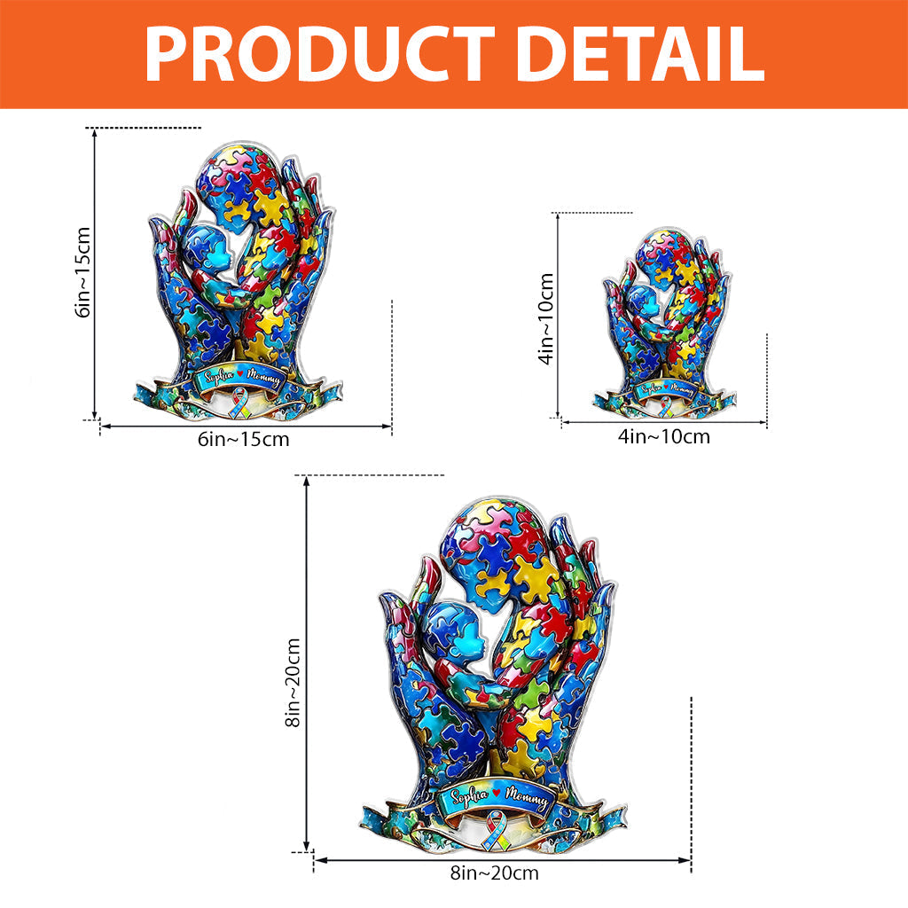 Mom And Kid - Personalized Autism Awareness Shaped Acrylic Plaque