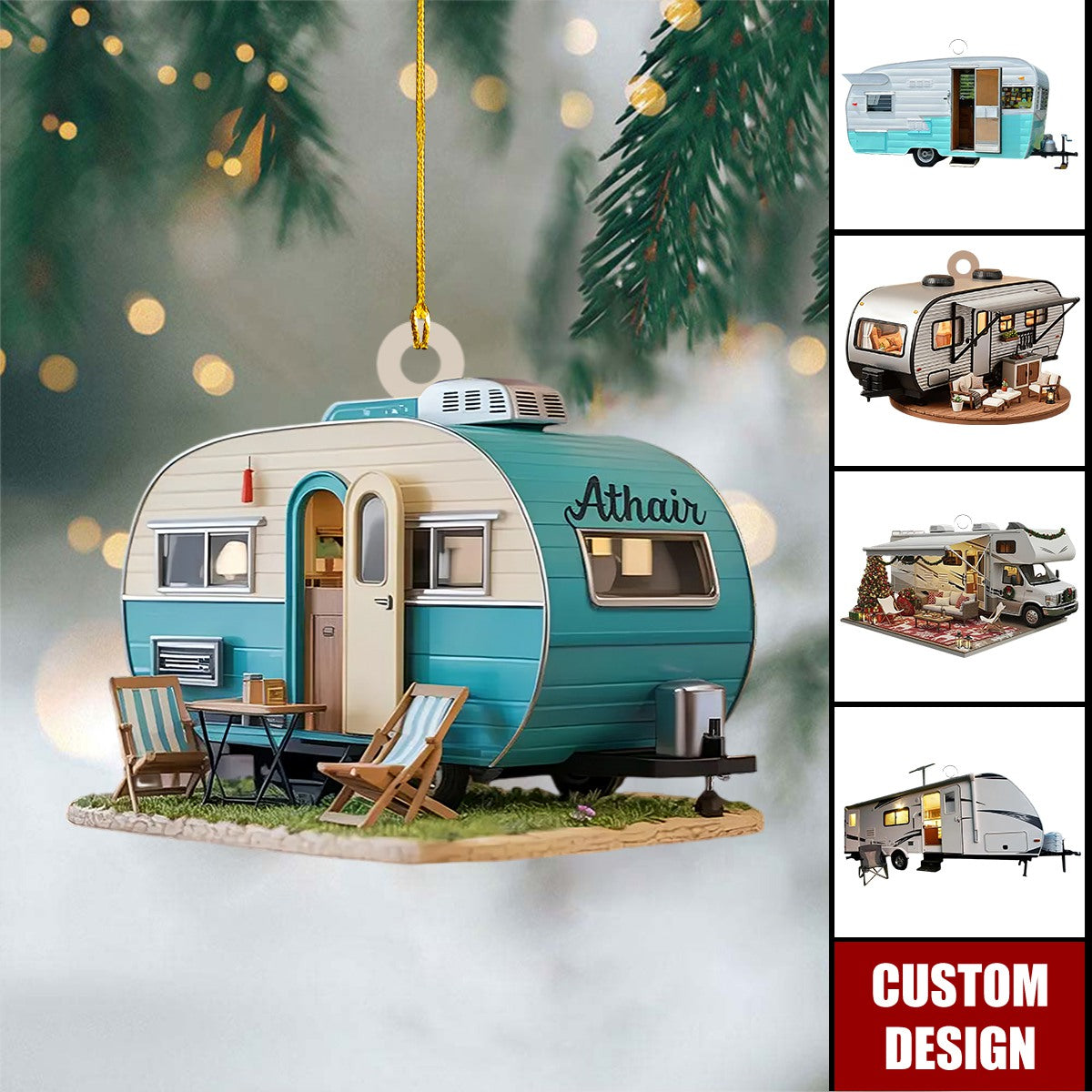 Personalized Camper Van Christmas Ornament, Gift For Travelers, Camper Keepsake, Adventure Gift, RV Decor, Travel Trailer Ornament