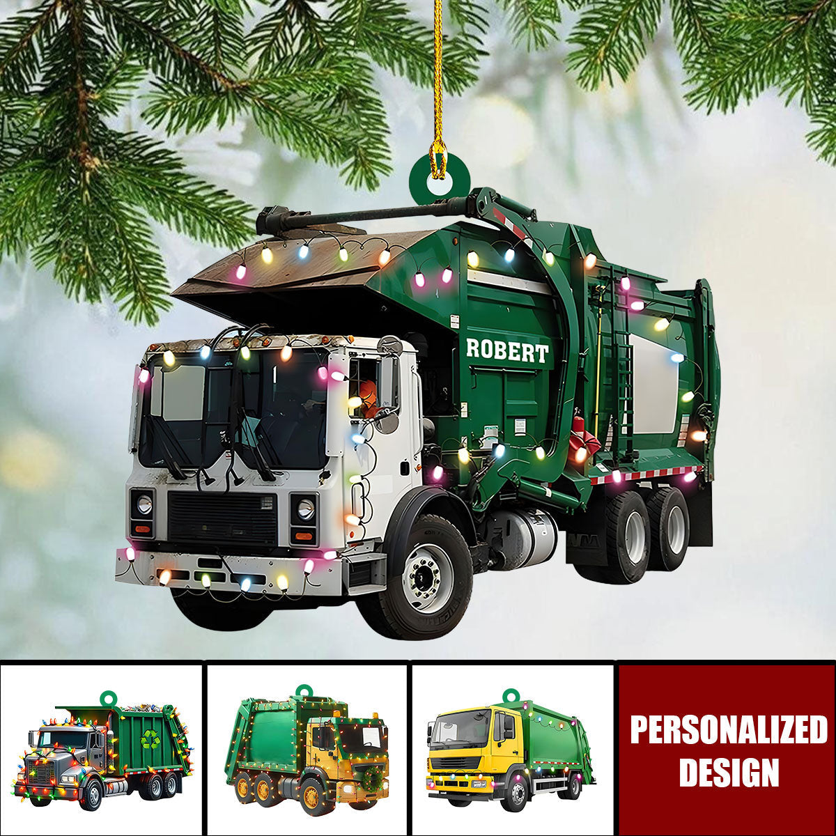 Personalized Garbage Truck Ornament-Gift for Sanitation Workers, Waste Management Staff, Truck Drivers