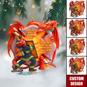 Personalized Firefighting With Dragon Acrylic Ornament -  Gifts For Firefighter
