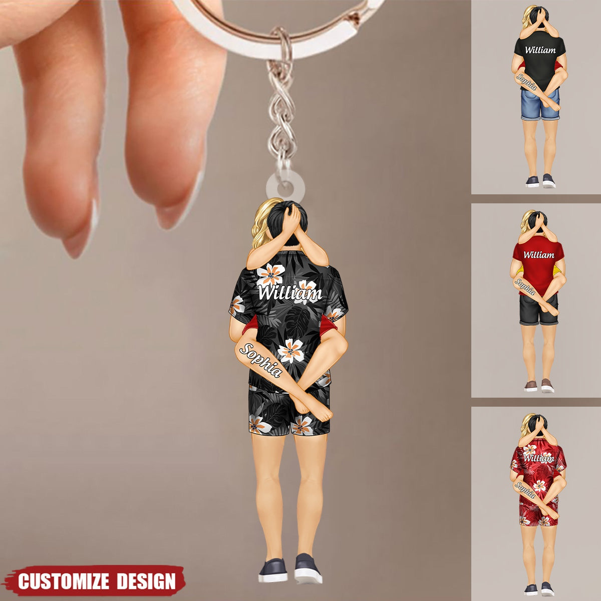 Couple Hugging Romantic Personalized Acrylic Keychain