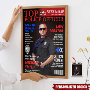 Personalized Police Officer Magazine Cover Poster-Police Officer Gifts