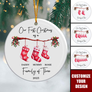 Personalised First Christmas as a Family Ceramic Ornament, Baby First Christmas Tree Ornament