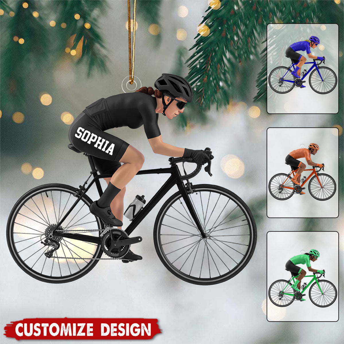 Personalized Road Bike Cyclist Christmas Ornament - Gift for Cycling Enthusiast