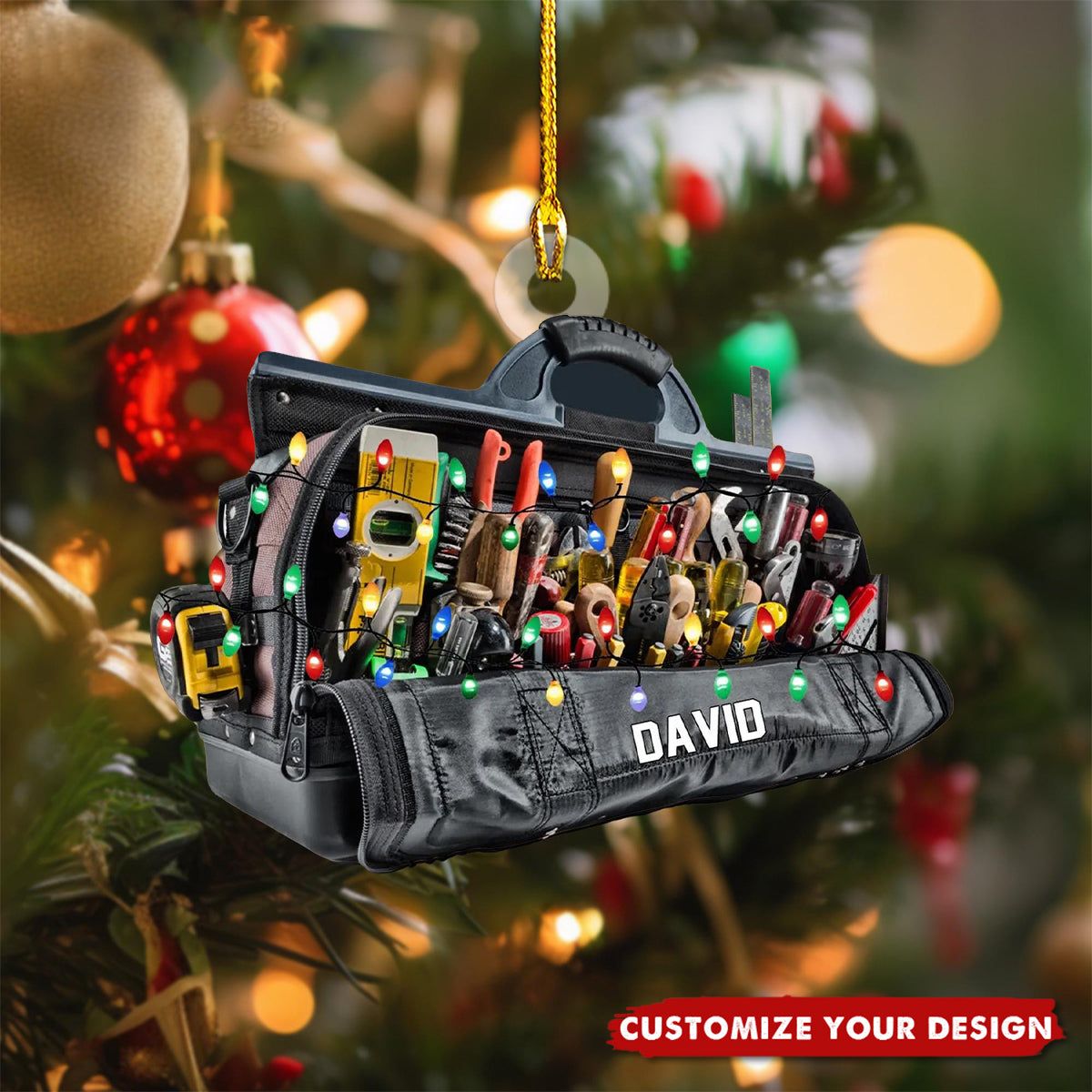 Custom Name Plumber Tool Bag Personalized Ornament, Christmas Tree Hanging Decor, Christmas Ornament, Flat 2D Ornament