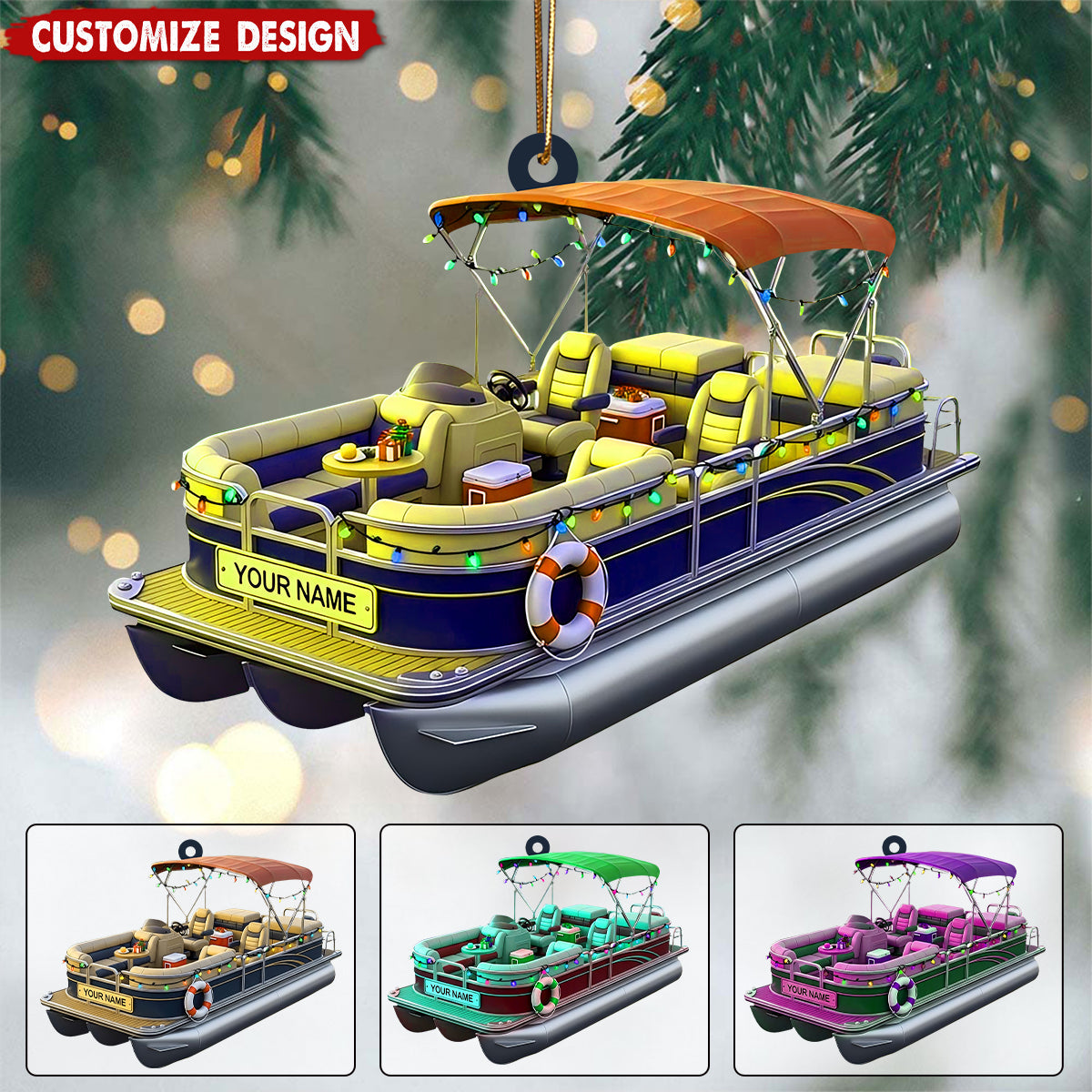 Personalized Pontoon Boat Christmas Ornament - Gift For Boat Lover