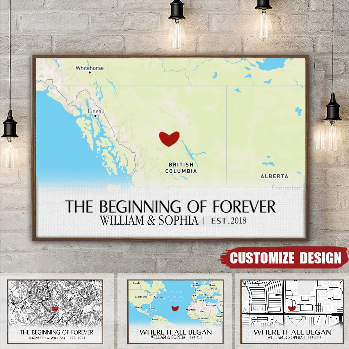 Where It All Began - Couple Personalized Custom Horizontal Poster - Gift For Husband Wife, Anniversary