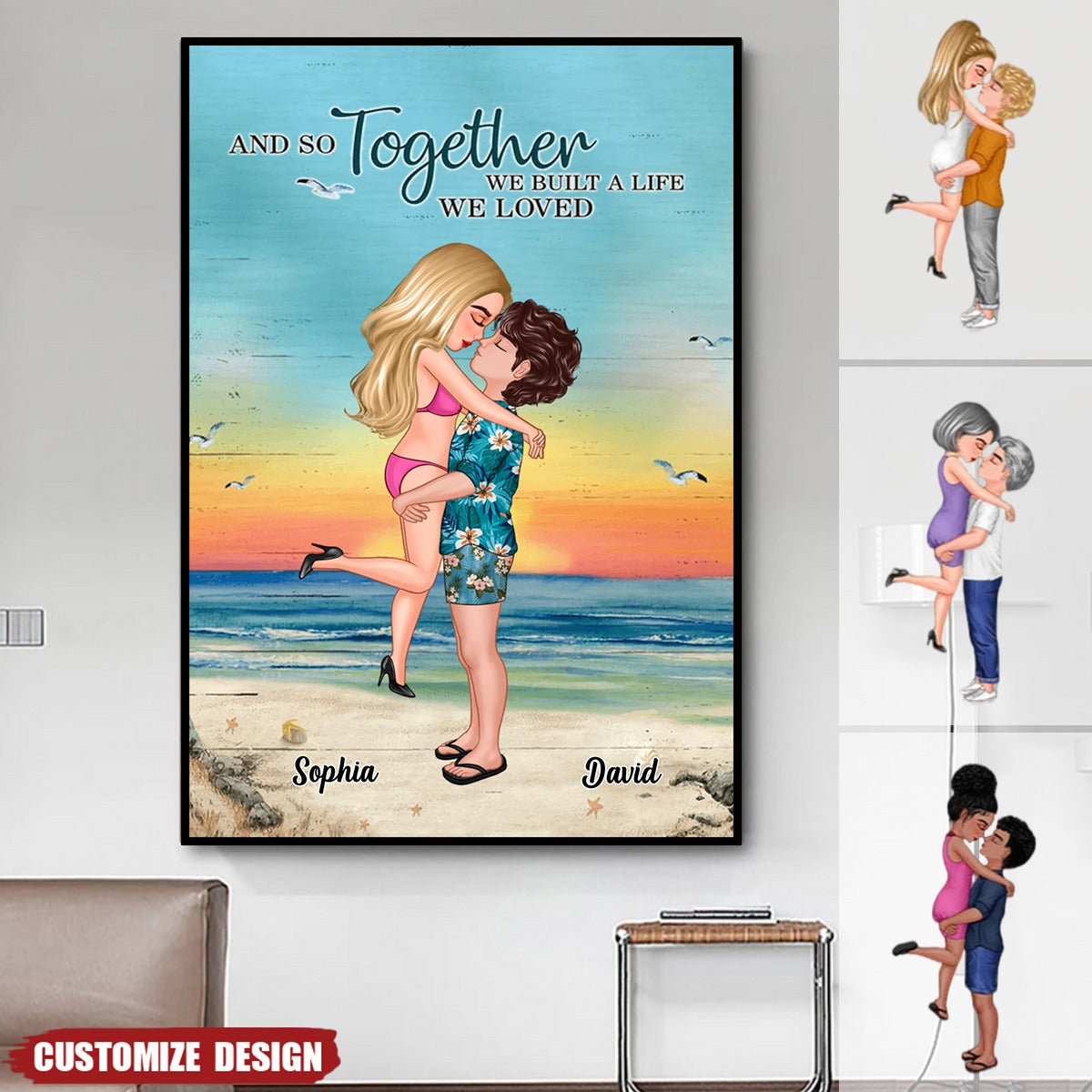 Doll Couple Kissing Hugging Personalized Poster