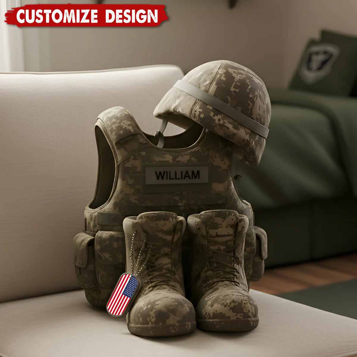 Personalized Military Proud USA Pillow