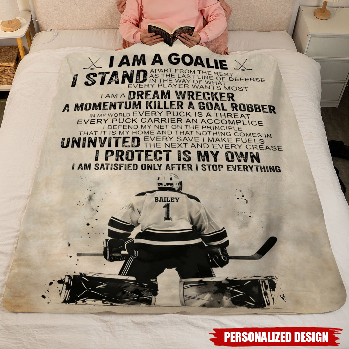 Personalized Hockey Goalie Blanket-Gift For Hockey Goalie Lovers