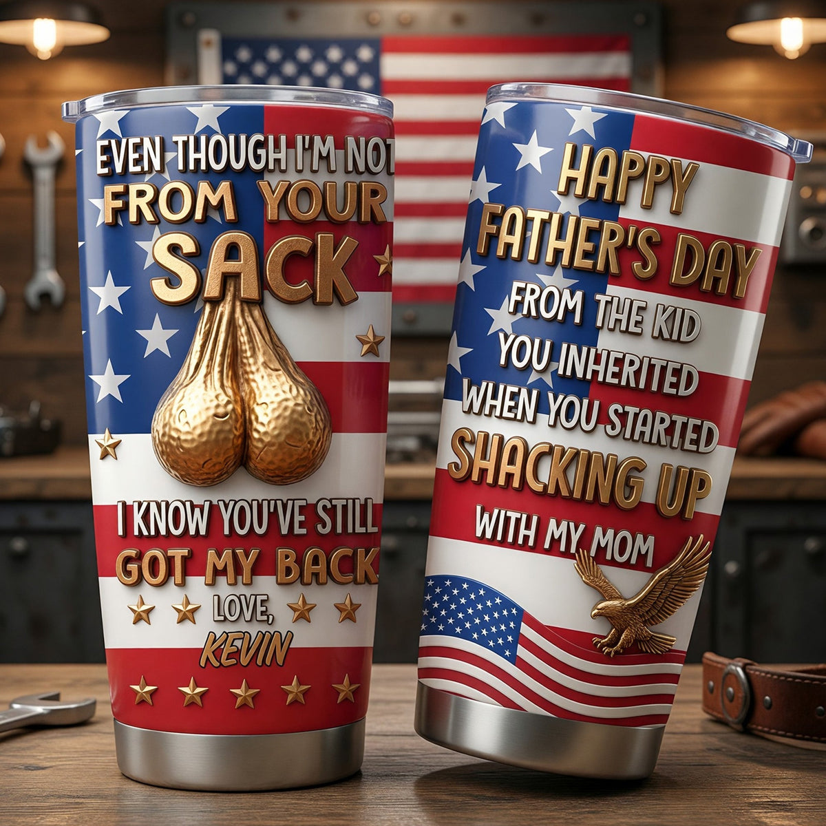 USA Step Dad Tumbler - Personalized Gifts For Step Dad