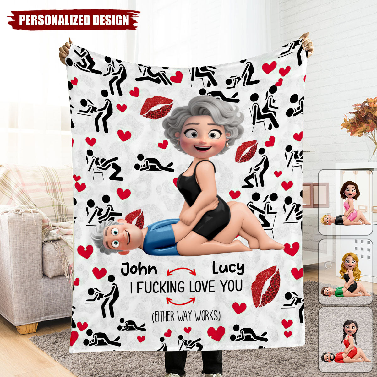 I Love You-Personalized Couple Blanket