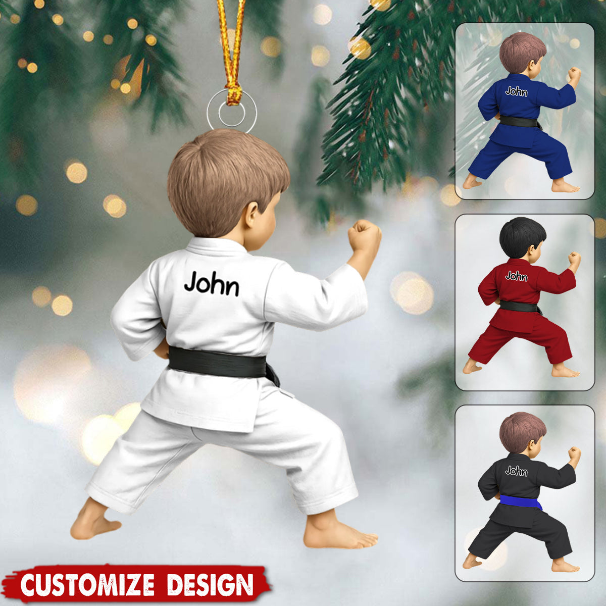 Personalized Kid Black Belt Acrylic Ornament - Jiu-Jitsu,Karate Gift