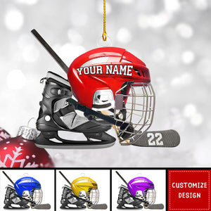 Personalized Hockey Helmet Christmas Ornament Gift For Hockey Lovers-New Release