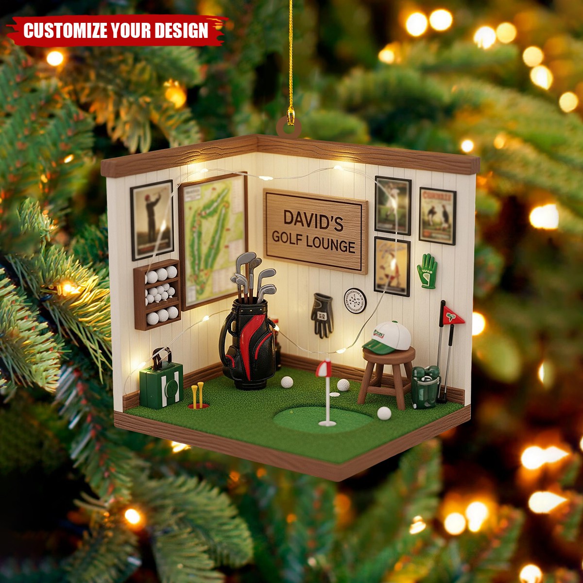 Personalized Golf Lounge Christmas Ornament, Gift For Golfers
