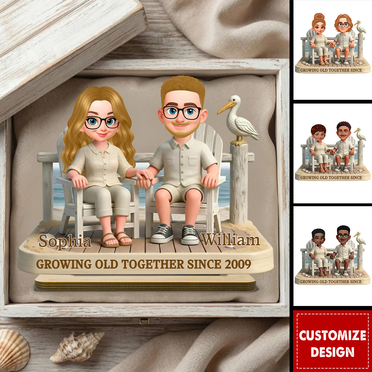 Growing Old Together-Personalized Couple Wooden Plaque