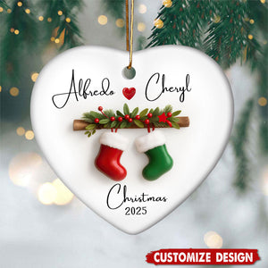 Personalized Stocking Couple Christmas Ornament - Gift For Couple