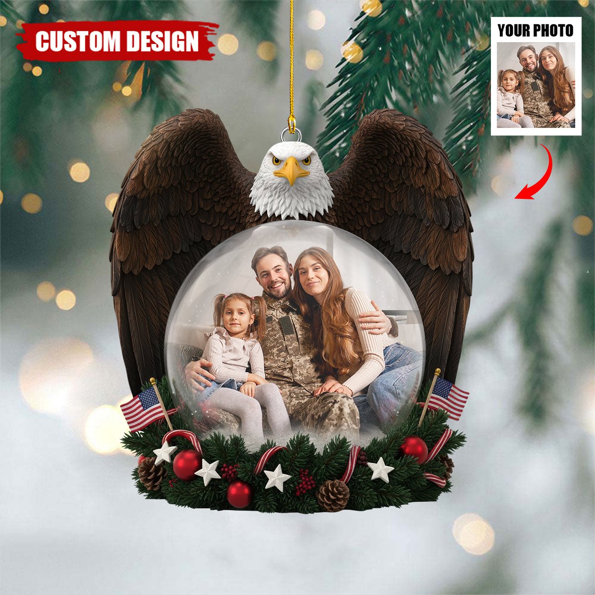 Personalized America Military Appreciation Acrylic Ornament – Photo Gifts For Family