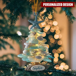 Personalized Sea Glass Christmas Tree Ornament-Holiday Gift For Beach Lovers