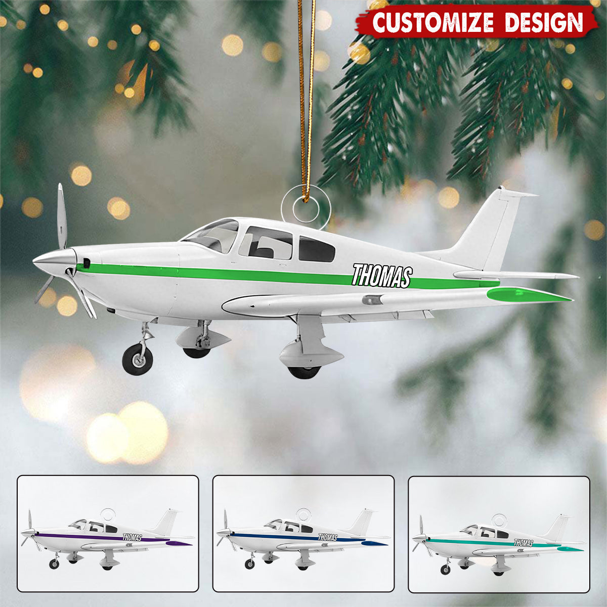 Personalized Airplane Christmas Ornament  - Gift For Aviation Lover