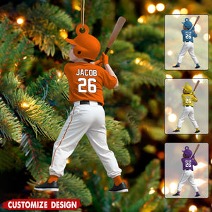 Personalized Kid Baseball Player Ornament - Gift for Kids