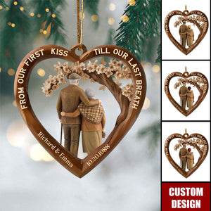 Personalized From Our First Kiss Till Our Last Breath Couple Acrylic Christmas Ornament - Gift for Couples