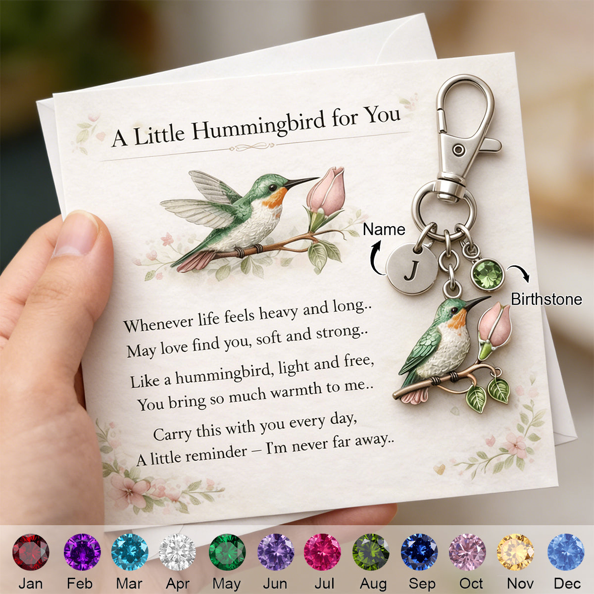 A Little Hummingbird for You keychain - Personalized Filled with Love & Comfort Keychain - Mother’s Day Gift