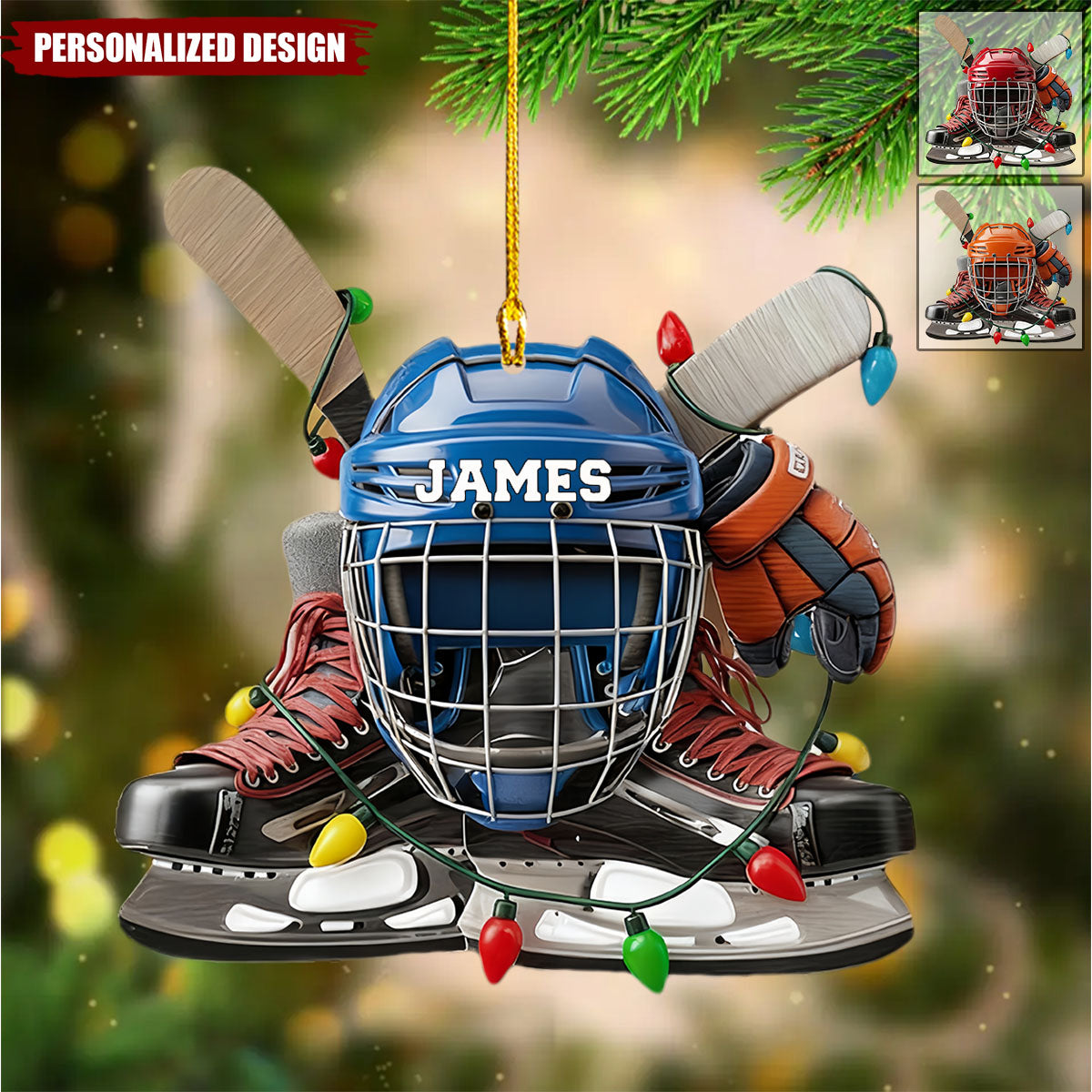 Personalized Ice Hockey Ornament Gift for Boys Girls Hockey Fans