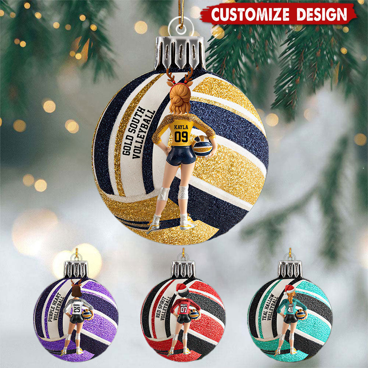 Love Volleyball - Personalized Volleyball Ornament - Gift For Volleyball Lovers