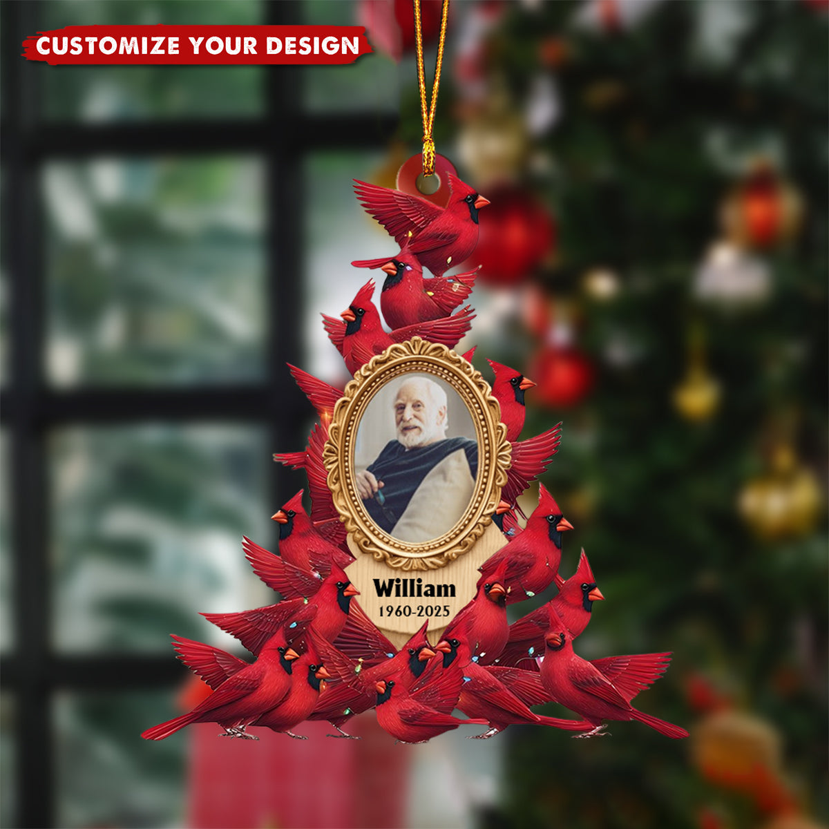 Whispers Of Heaven - Personalized Cardinal Memorial Photo Acrylic Ornament