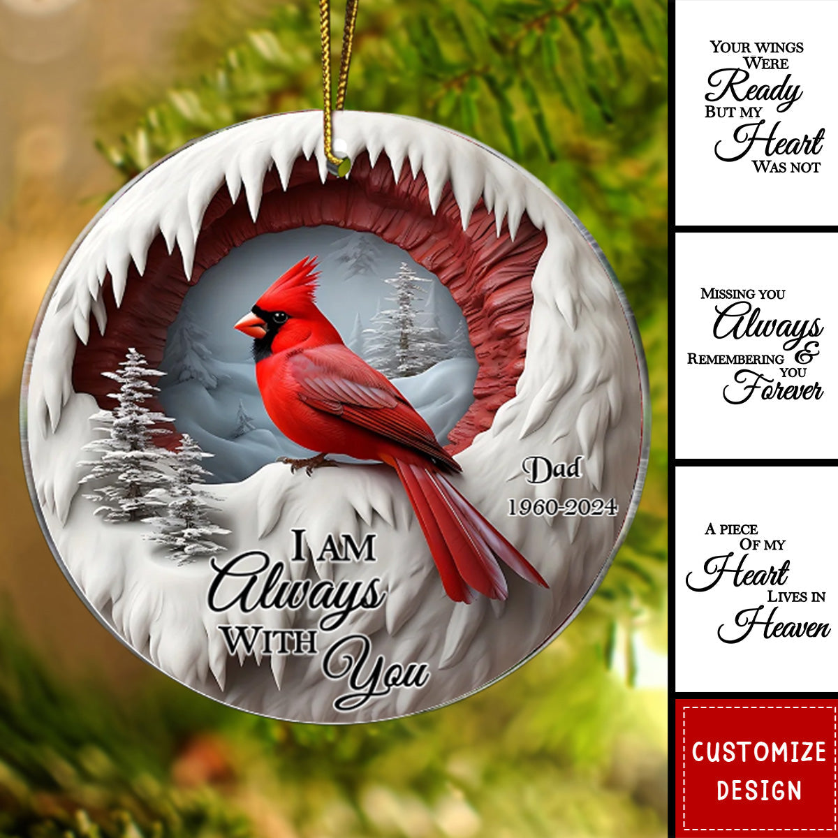 2024 New Release - Your Wings Were Ready But My Heart Was Not - Personalized Cardinal Memorial Acrylic Ornament