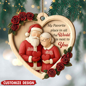 Personalized Couple Ornament, Santa Mrs Claus, My Favorite Place Is Next To You, Christmas Keepsake