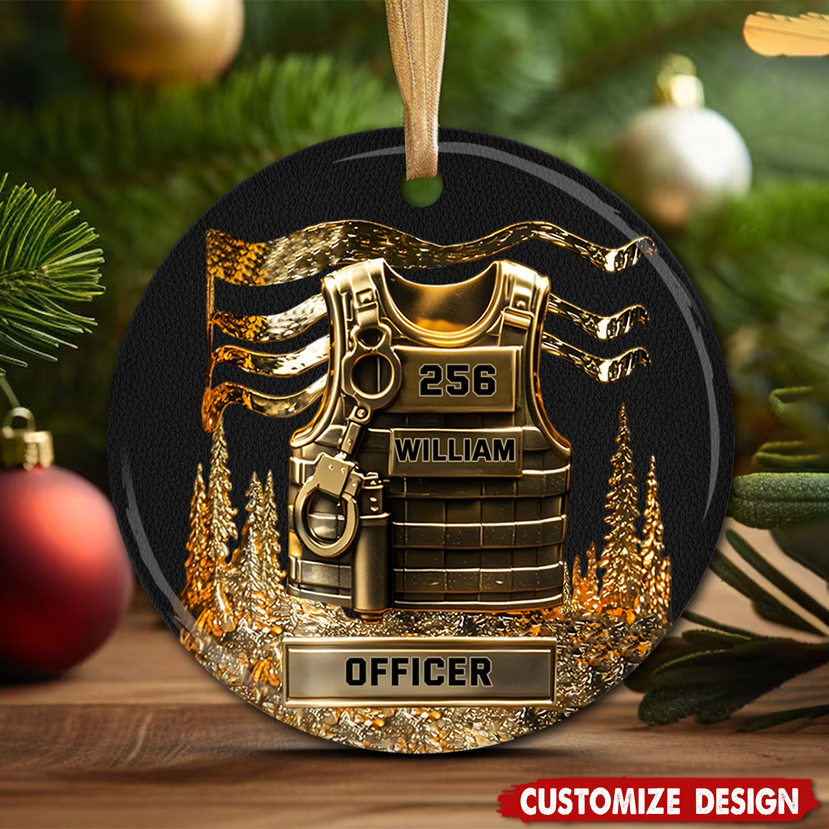 Personalized Police Officer Ceramic Ornament - Serve And Protect