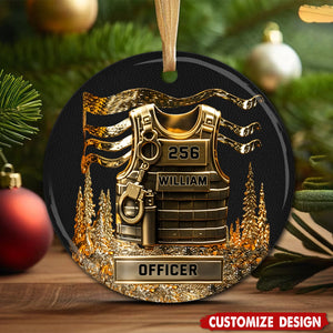 Personalized Police Officer Ceramic Ornament - Serve And Protect